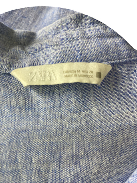 Blusa Zara de Lino Manga corta Ajustado Azul - Talla M