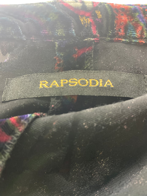Vestido Rapsodia Terciopelo Estampado Negro - Talla S