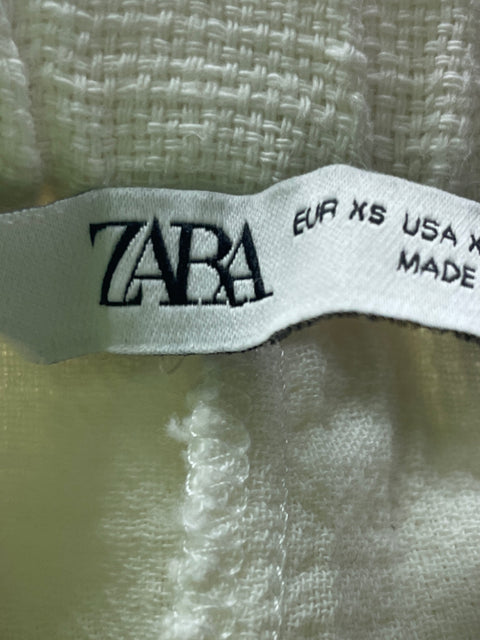 Pantalón Zara Recto Bolsillo Blanco - Talla XS