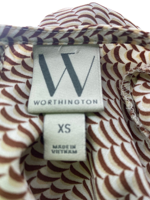 Blusa Worthington Estampado Ruchas Marrón - Talla XS