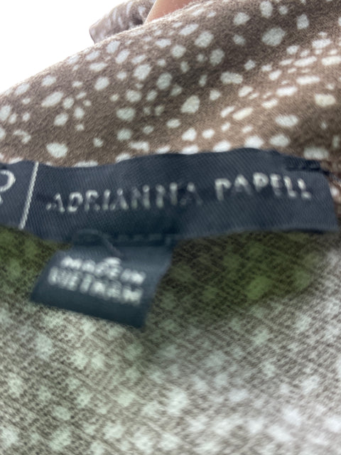 Blusa Adrianna Papell Estampado Ruchas Marrón - Talla S