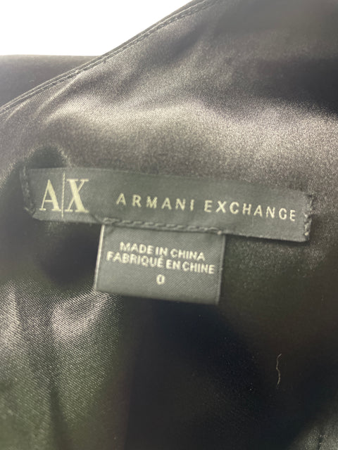 Vestido Armani Exchange de Algodón Ajustado Ruchas Negro - Talla 0