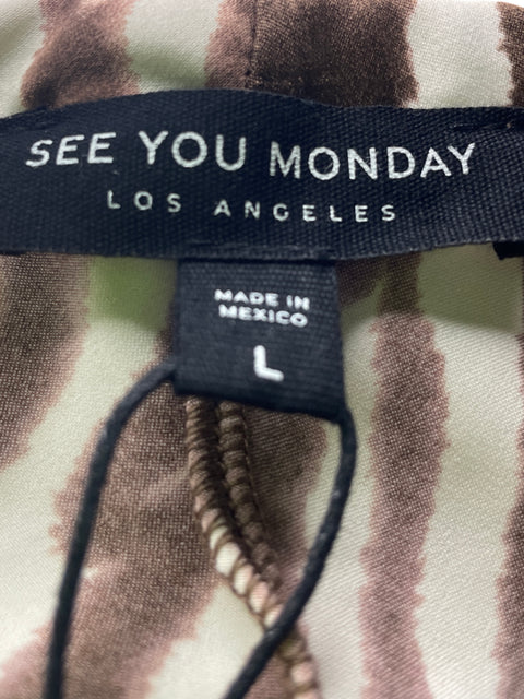 Pantalón See You Monday Animal print Palazo Marrón - Talla L