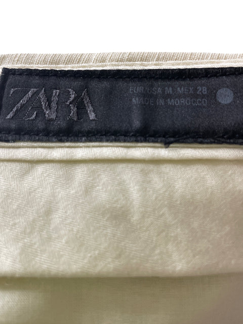 Pantalón Zara Rayas Recto Beige - Talla M