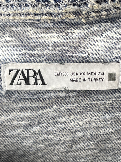 Chaqueta Jean Zara Cropped Azul - Talla XS