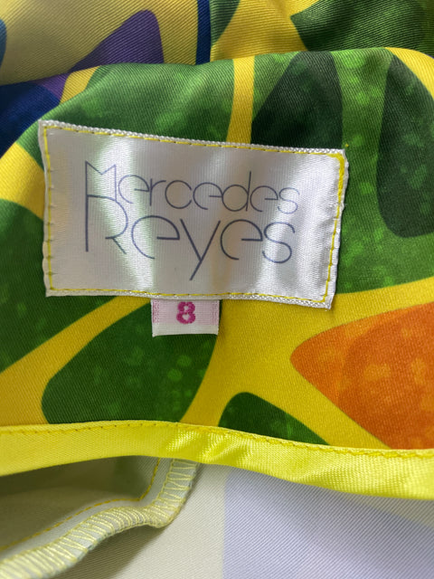 Conjunto Mercedes Reyes Estampado Blazer/pantalon Verde - Talla 8