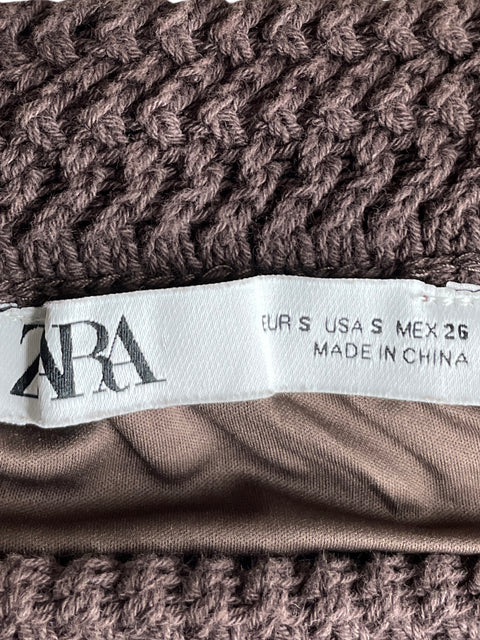 Falda Zara Punto calado Marrón - Talla S
