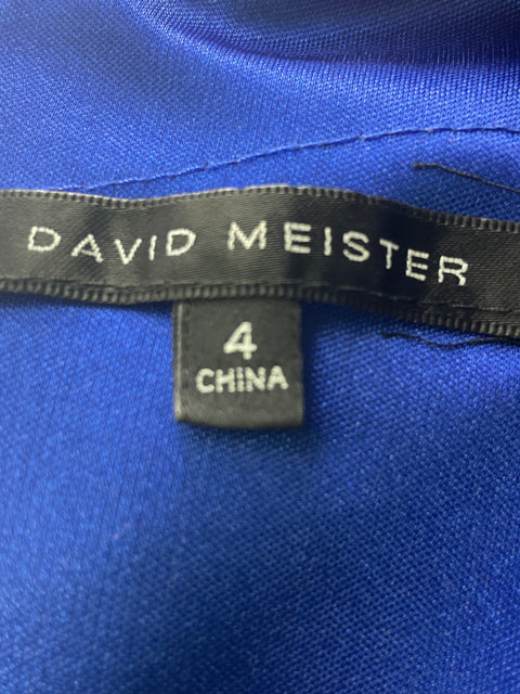 Vestido David Meister Estampado Manga corta Azul - Talla 4