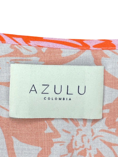 Vestido Azulu de Viscosa Midi Estampado Rosado - Talla M