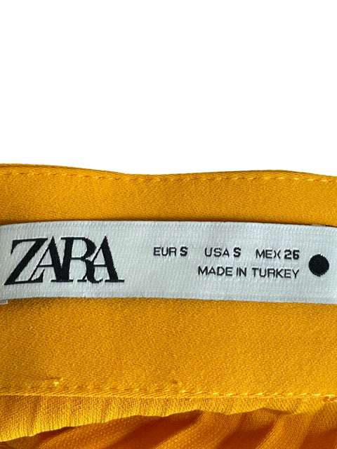 Falda Zara Midi Plisado Naranja - Talla S