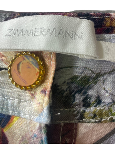 Falda Zimmermann de Lino Estampado Maxi Azul - Talla 4