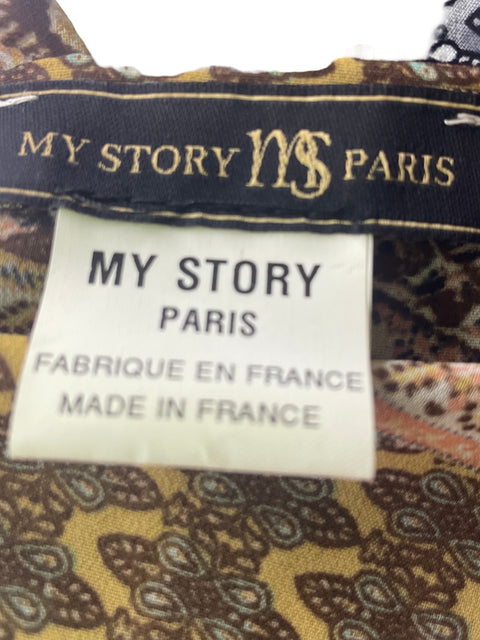 Blusa My Story Paris Estampado Manga larga Marrón - Talla L