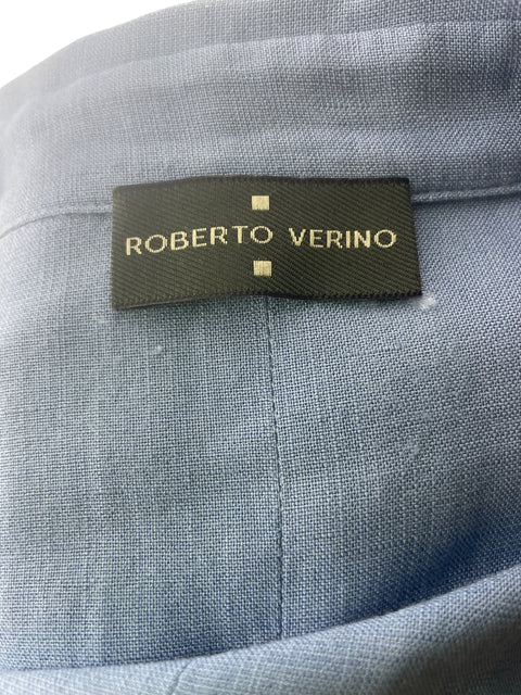 Blusa Roberto Merino de Viscosa Liso Manga corta Azul - Talla M