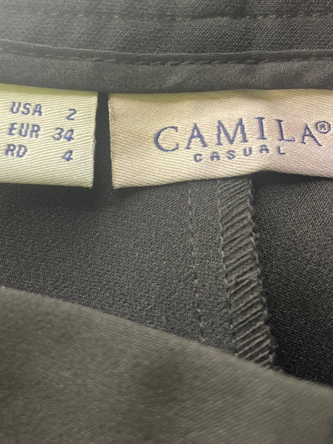 Pantalón Camila Recto Palazo Negro - Talla 2