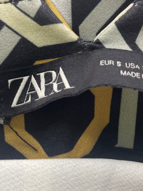 Pantalón Zara Estampado Ajustado Gris - Talla S