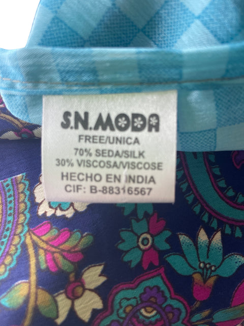 Falda S.n Moda de Seda Estampado Cruzado Verde - Talla U