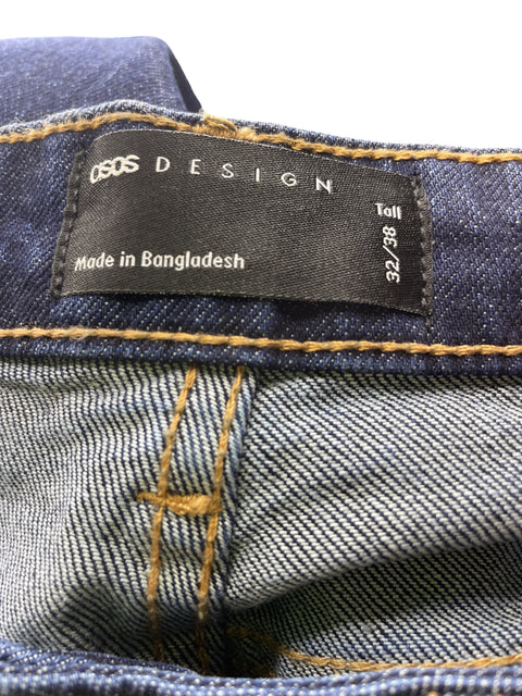 Pantalón Asos Recto Bolsillo Azul - Talla 32