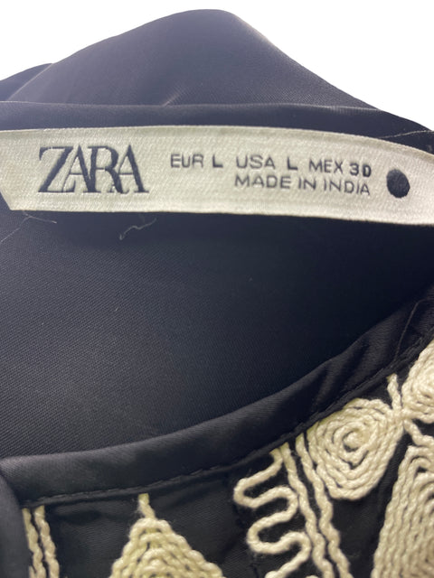 Vestido Zara Liso Tejido Negro - Talla L
