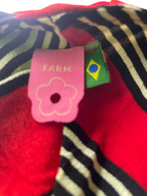 Vestido Farm de Viscosa Estampado Maxi Rojo - Talla XL