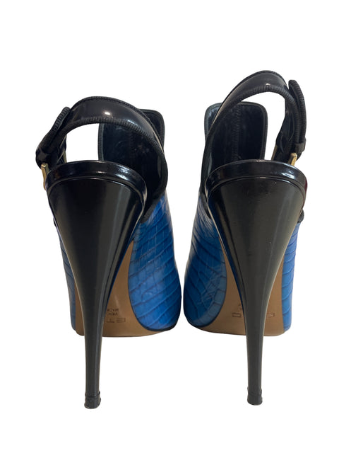 Zapato Etro Destalonado Texturizado Azul - Talla 38.5