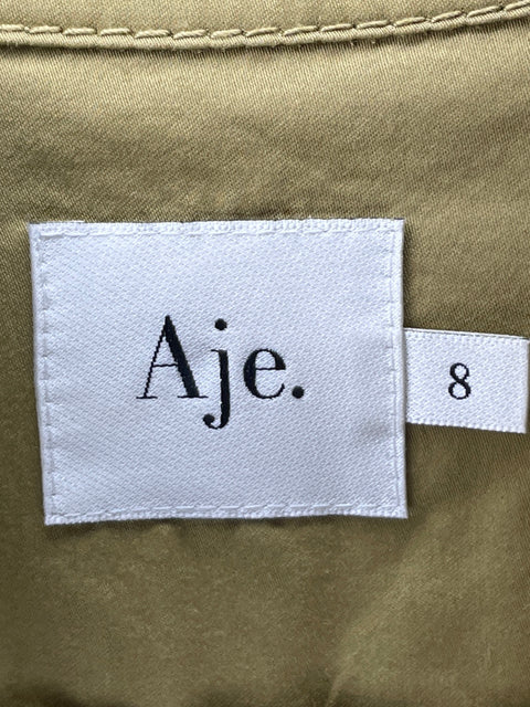 Vestido Aje de Algodón Midi Plisado Verde - Talla 8