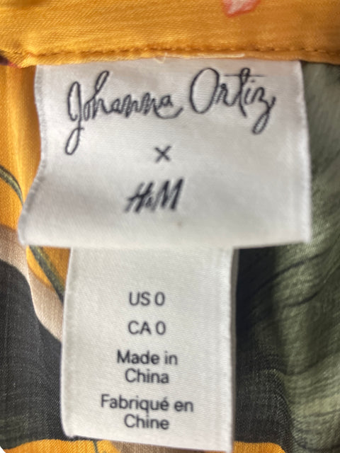 Vestido Johana Ortiz & H&m Estampado Ruchas Amarillo - Talla 0