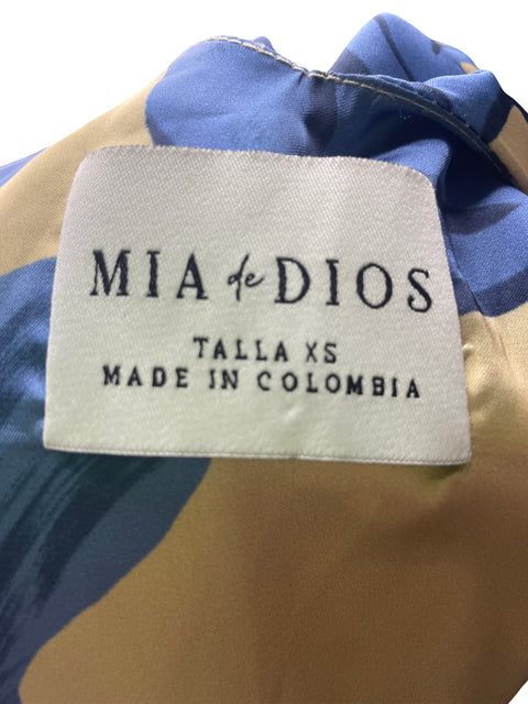 Vestido Mía De Dios Tiras Estampado Azul - Talla XS