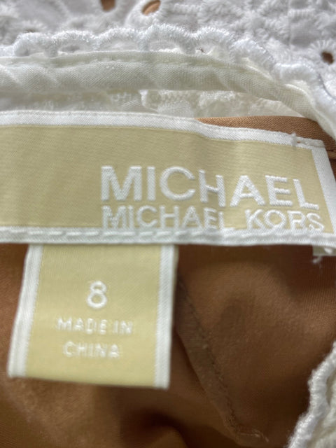 Blusa Michael Kors Troquelado Manga corta Blanco - Talla 8