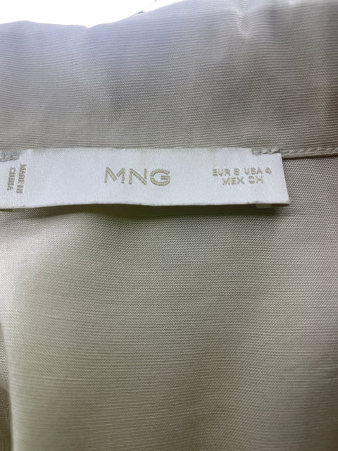 Blusa Mng de Viscosa Manga corta Cuello Beige - Talla S