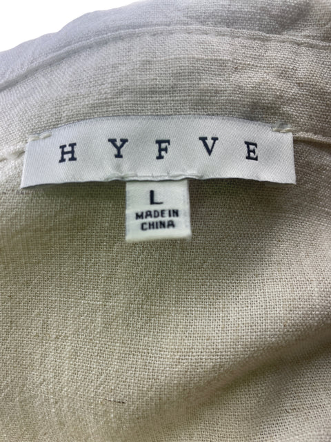 Blusa Hyfve de Lino Manga corta Cuello Beige - Talla L