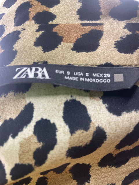 Blusa Zara Animal print Manga larga Marrón - Talla S