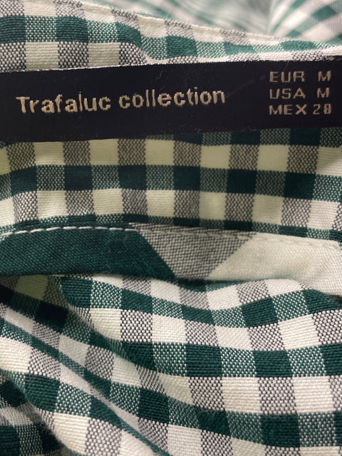 Falda Zara Cuadros Ruchas Verde - Talla M