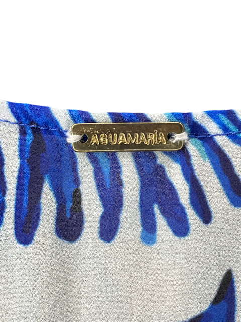 Salida De Baño Aguamaría Estampado Azul - Talla U