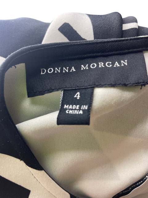 Vestido Donna Morgan Estampado Midi Negro - Talla 4