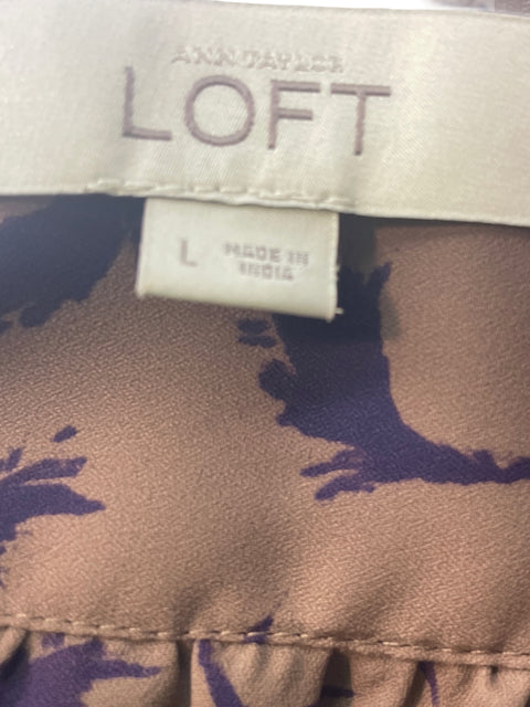Blusa Ann Taylor Loft Sin mangas Ruchas Marrón - Talla L