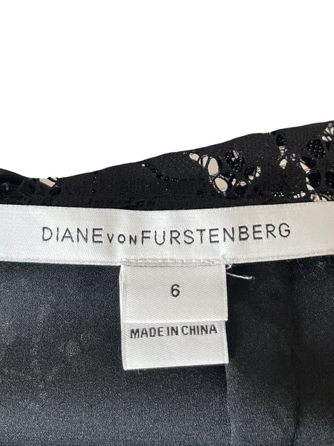 Vestido Diane Von Furstenberg Midi Encaje Negro - Talla 6