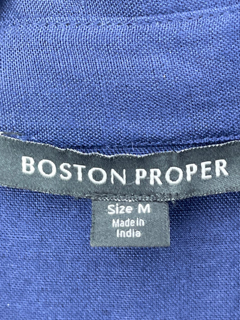 Vestido Boston Proper de Lino Maxi Manga larga Azul - Talla M