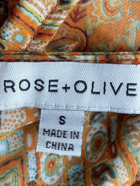 Blusa Rose + Olive Cuello v Estampado Naranja - Talla S