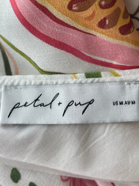 Romper Petal + Pup de Lino Asimétrico Estampado Blanco - Talla M