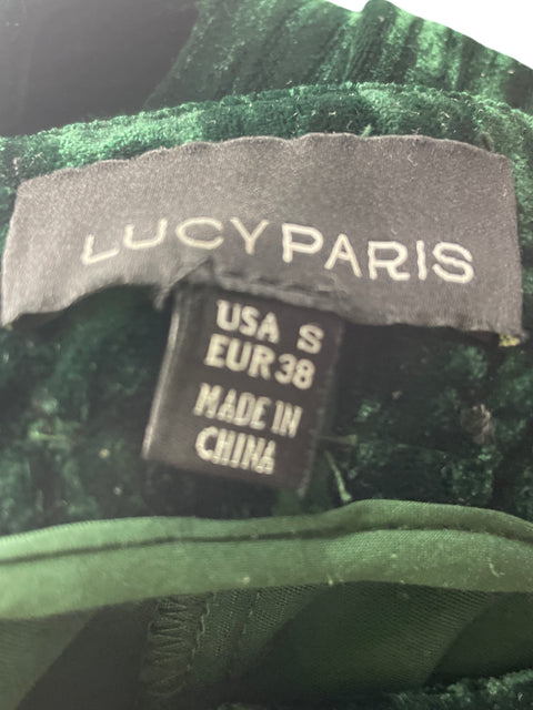 Pantalón Lucy Paris Terciopelo Palazo Verde - Talla S