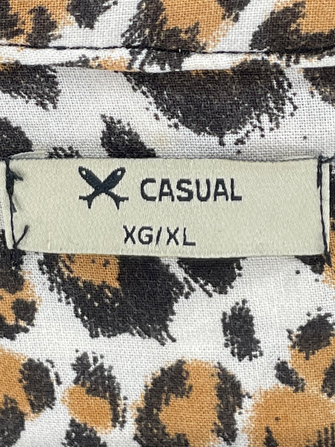 Blusa Casual de Viscosa Estampado Floral Marrón - Talla XL