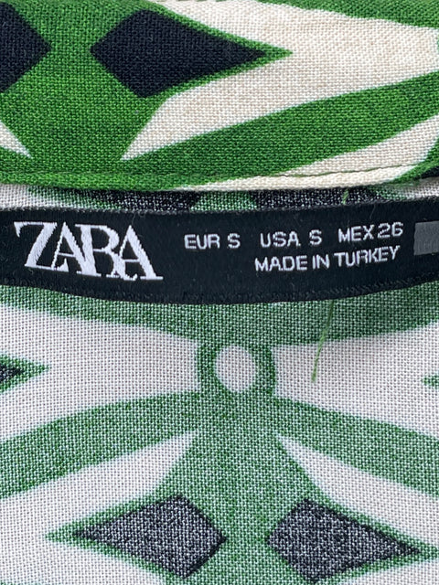 Blusa Zara Estampado Manga larga Verde - Talla S