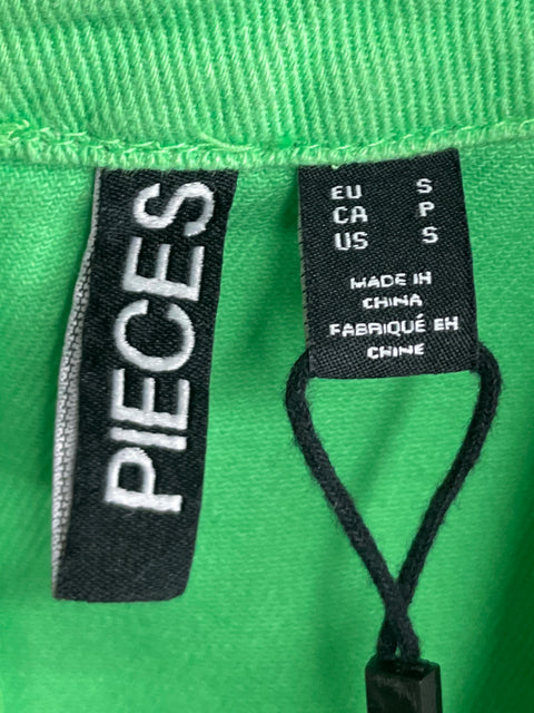 Vestido Pieces de Algodón Cuello v Vuelos Verde - Talla S