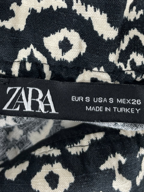Falda Zara Cruzado Flecos Negro - Talla S