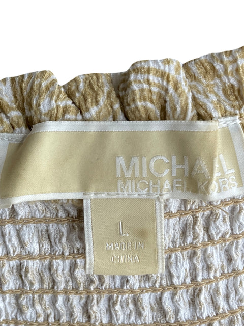 Vestido Michael Kors Midi Estampado Beige - Talla L