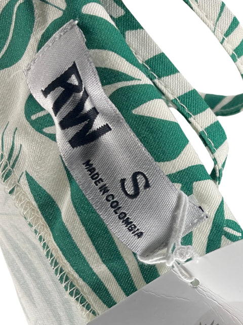 Vestido Rw Hojas Midi de Algodón Verde - Talla S