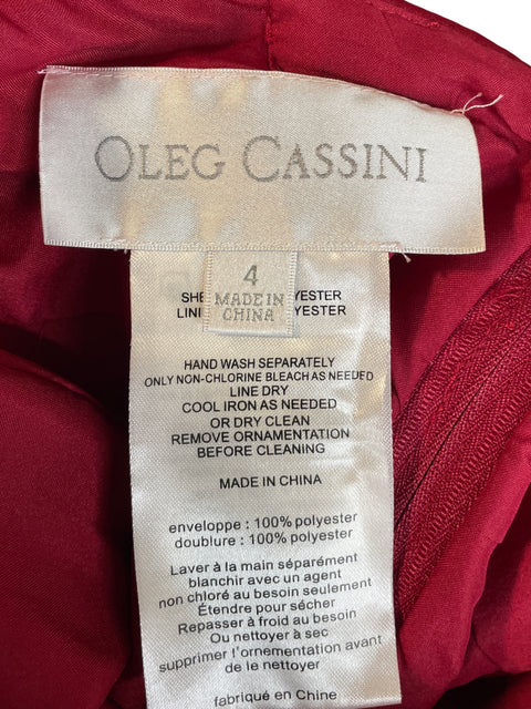 Vestido Oleg Cassini Maxi Strapless Rojo - Talla 4