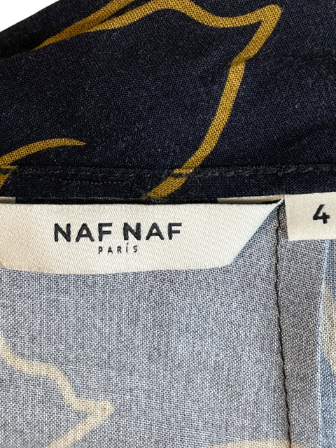 Falda Naf Naf de Viscosa Midi Estampado Negro - Talla 4