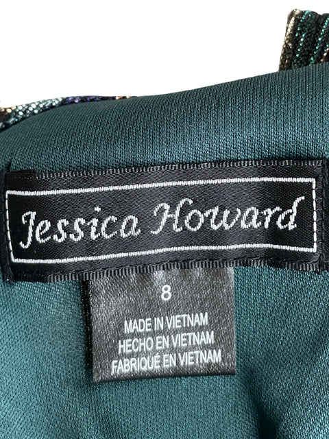 Vestido De Fiesta Jessica Howard Rayas Brillo Negro - Talla 8