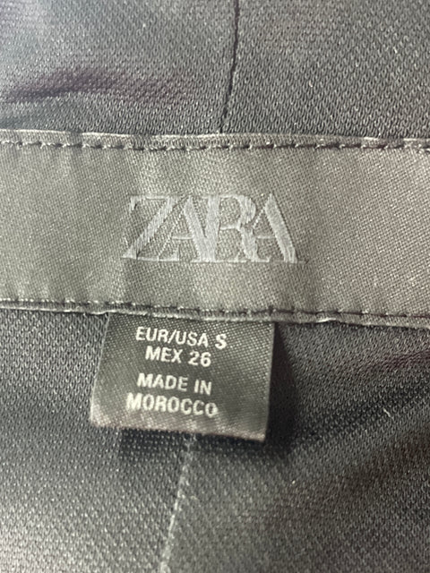 Blusa Zara de Algodón Tiras Botones Negro - Talla S